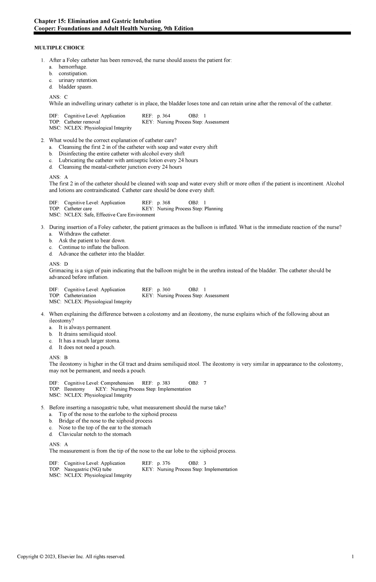 Exam View - Chapter 15 - Nursing Test Review & Key Concepts - Studocu