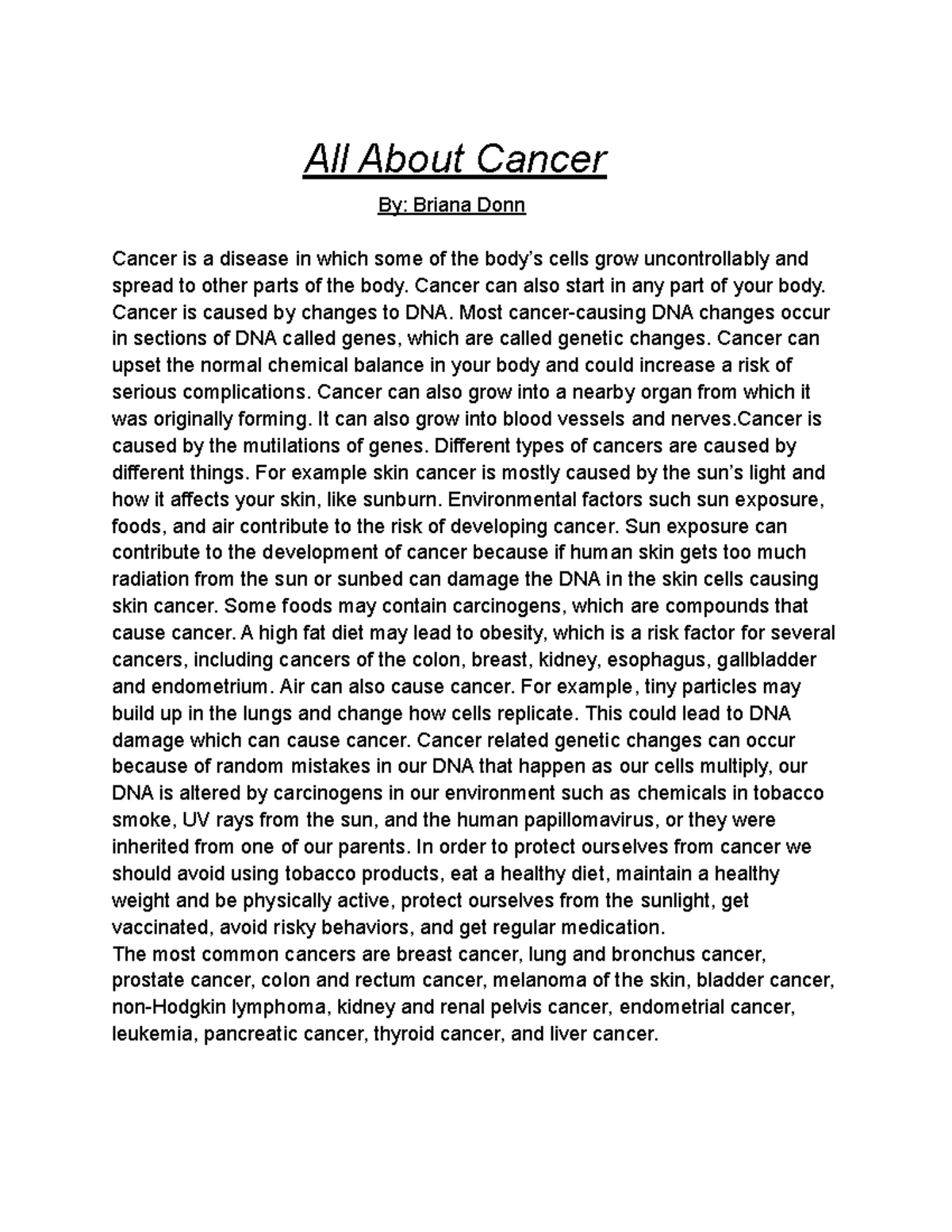 Understanding Cancer: Causes, Risks, and Treatments - BSCI 101 - Studocu