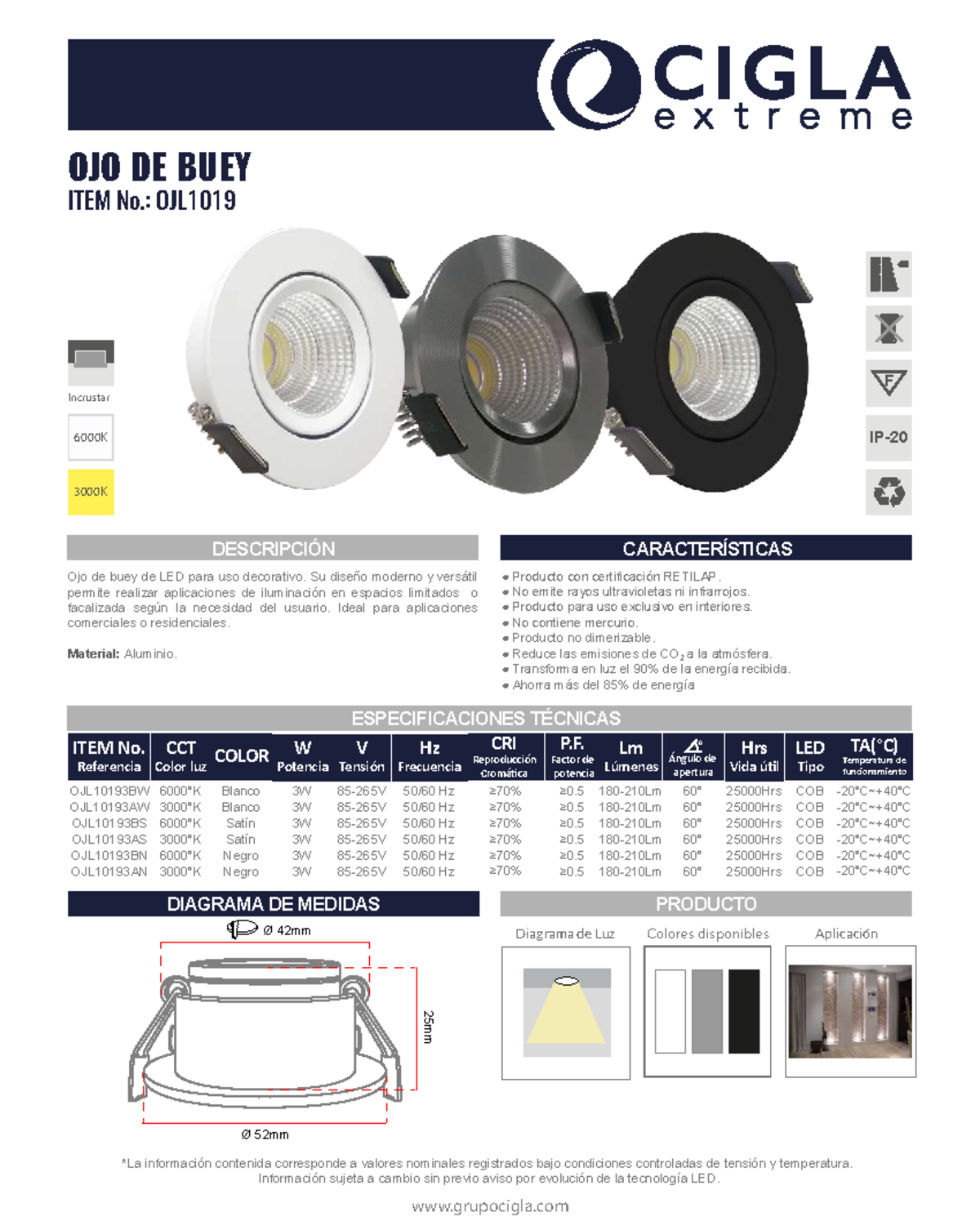 OJO DE BUEY OJL1019 - Ficha Técnica y Características del Producto ...