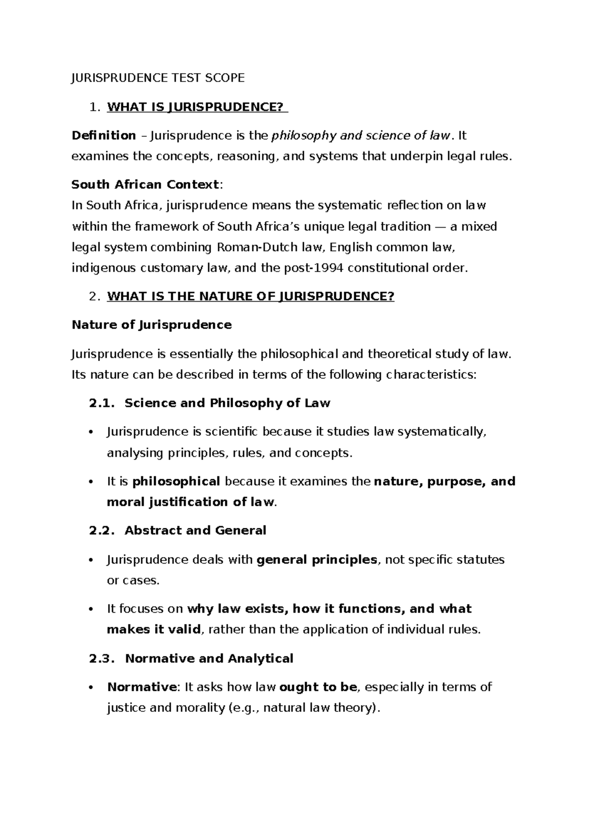 JURISPRUDENCE TEST SCOPE: Key Concepts and Theories Explained - Studocu