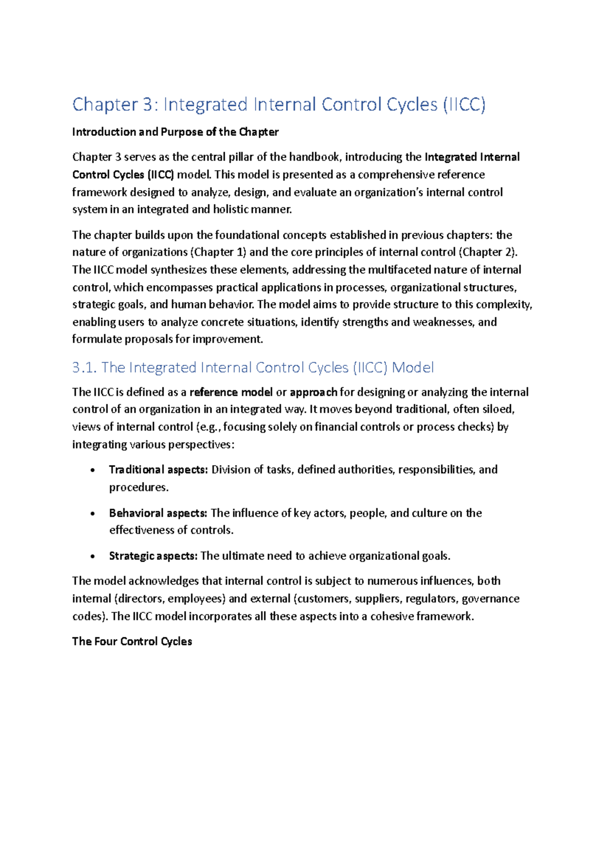 Chapter 3: Overview of Integrated Internal Control Cycles (IICC ...