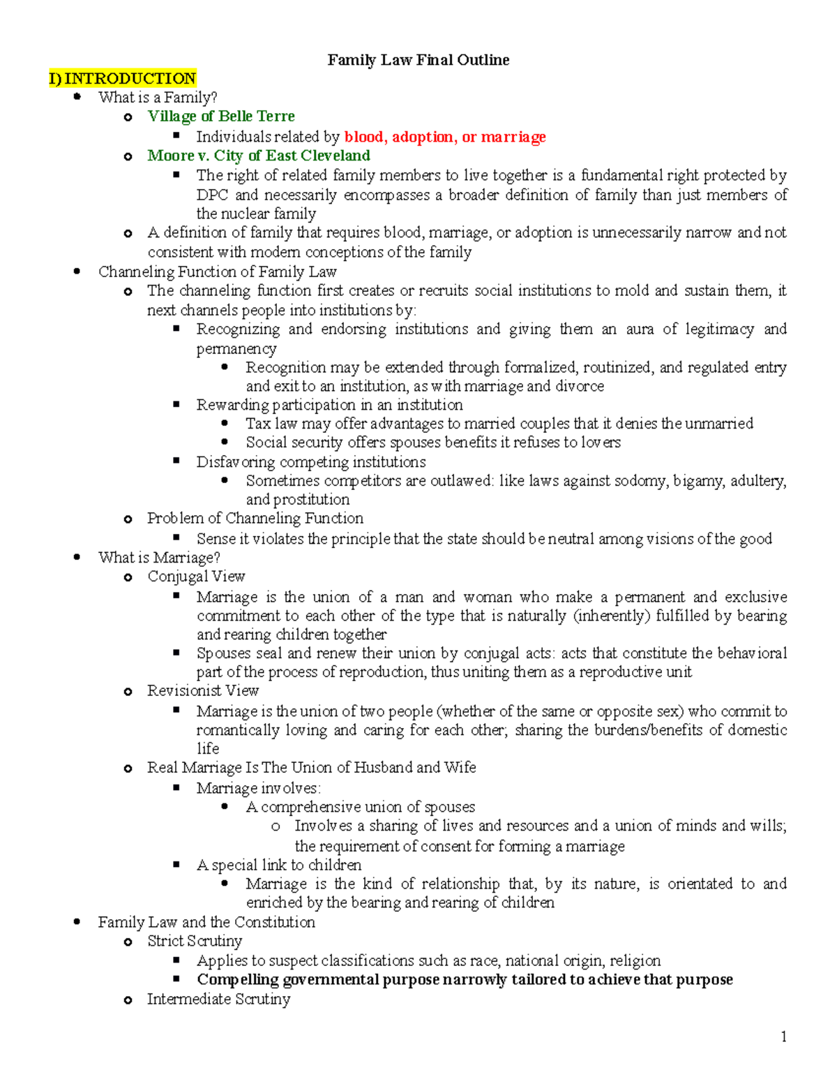 Family Law Final Outline - Spring 2021 Exam Prep Guide - Studocu