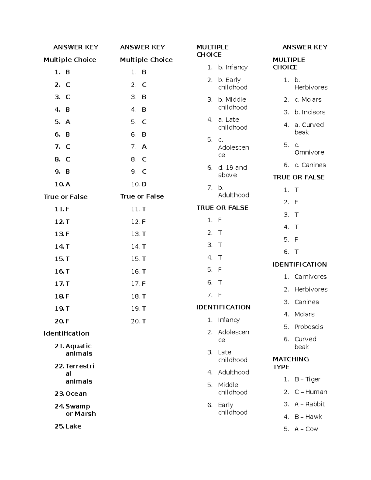 Science 101: Multiple Choice & True/False Answer Key - Studocu