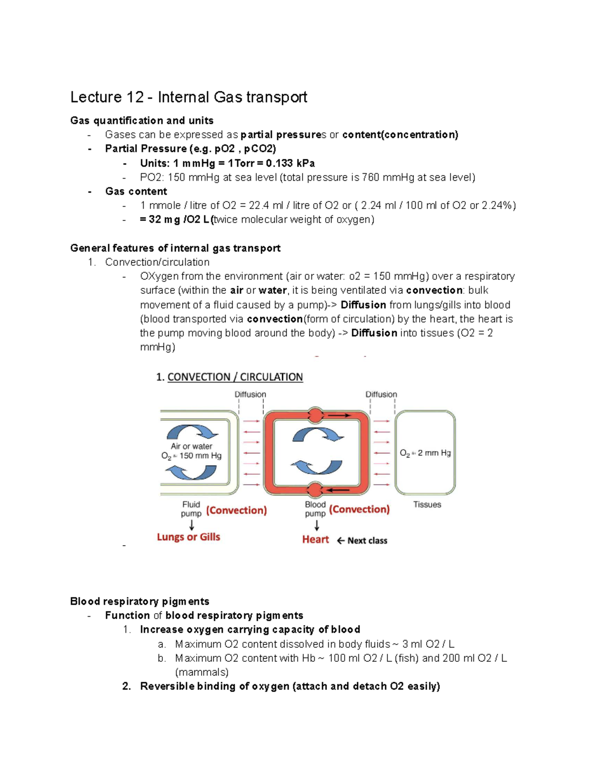 L12 - Lecture Notes on Internal Gas Transport and Quantification - Studocu
