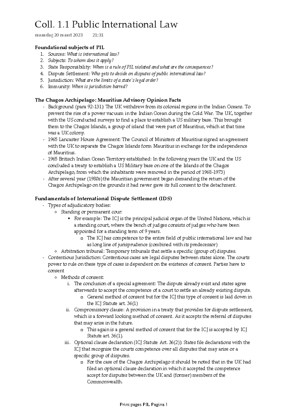 PIL Lecture Notes: Public International Law Insights and Key Concepts ...