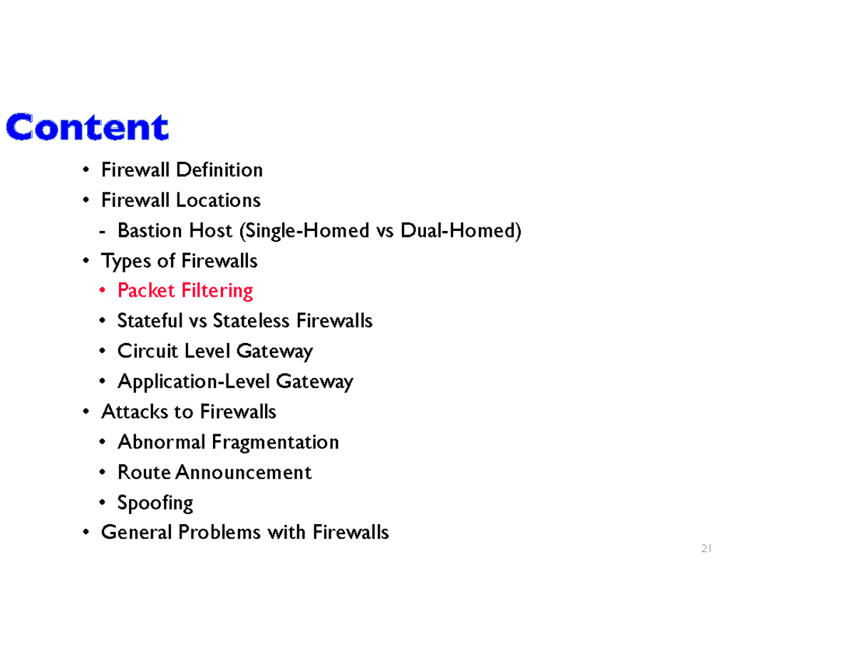 Net Sec - Module 2 - Firewall (Part 2) - Dr Manshaei - Content ...