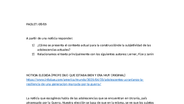 PADLET: Adolescencia y Contexto Bélico en Ucrania - Análisis de Fize y ...