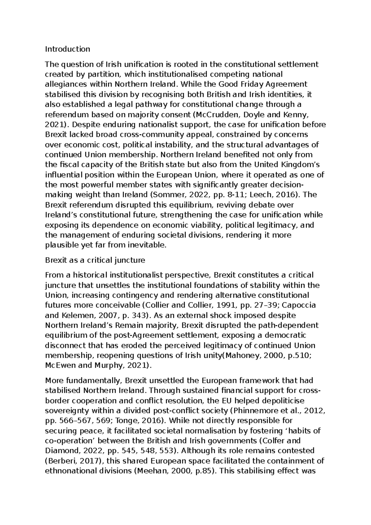 Irish Unification Post-Brexit: Economic and Political Perspectives (POL ...