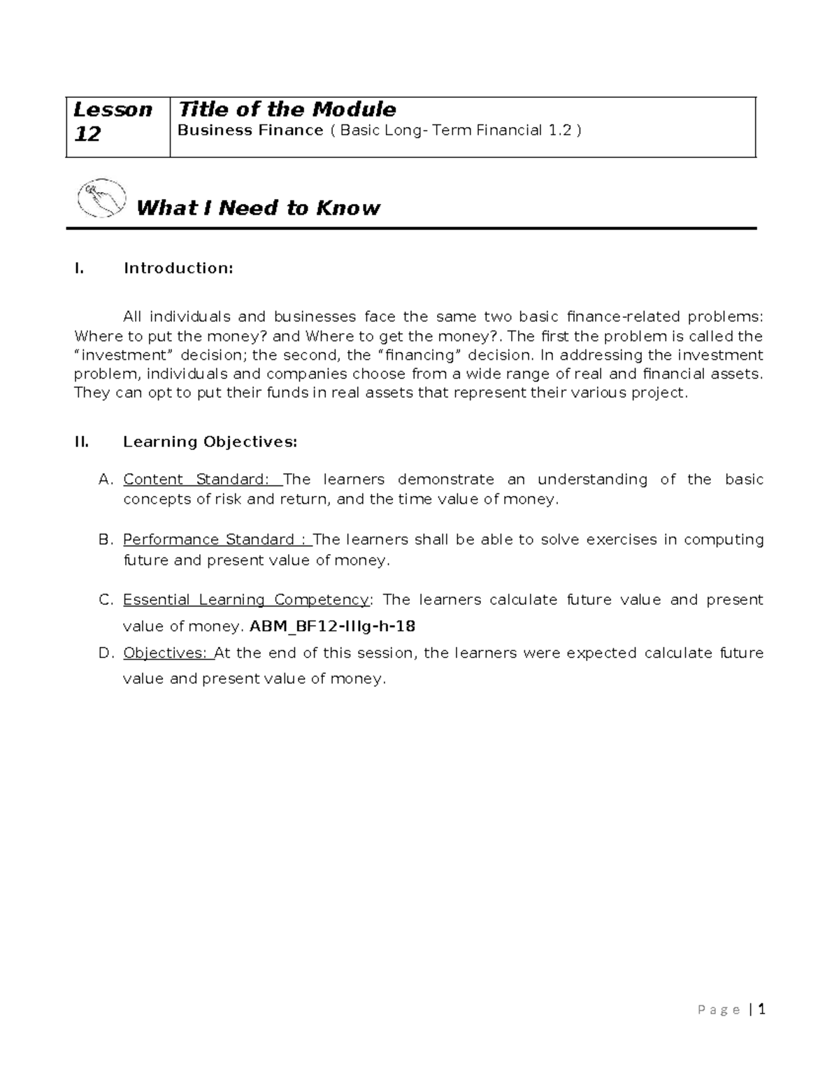 Lesson 12: Business Finance Overview & Key Concepts (Fin. Man) - Studocu