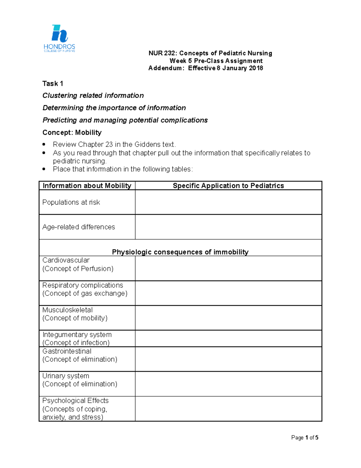Week 5 Pre-Class Assignments - Week 5 Pre-Class Assignment Addendum ...