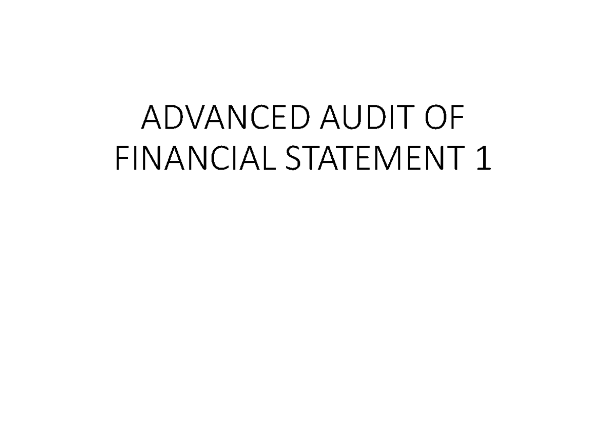 AAA1 - Advanced Audit & Assurance: Chapter 1 Overview and Key Concepts ...
