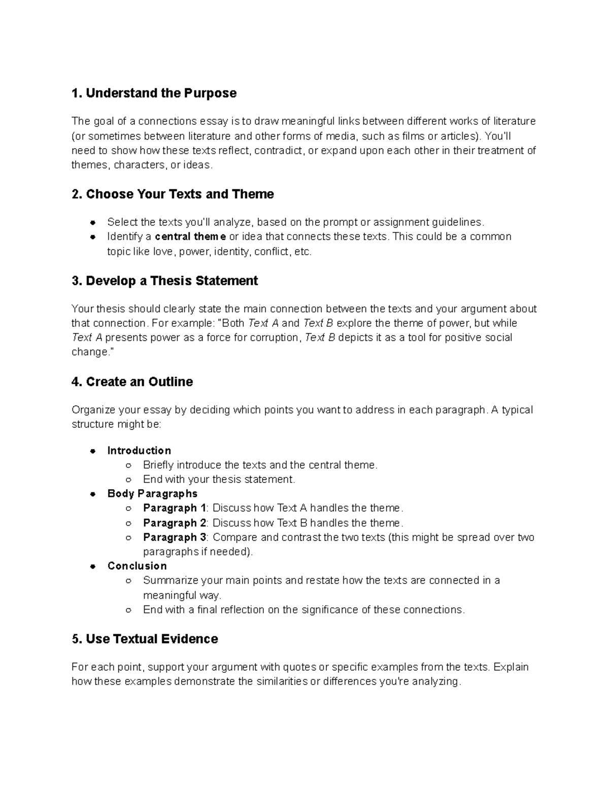 Connections Format - 1. Understand the Purpose The goal of a ...