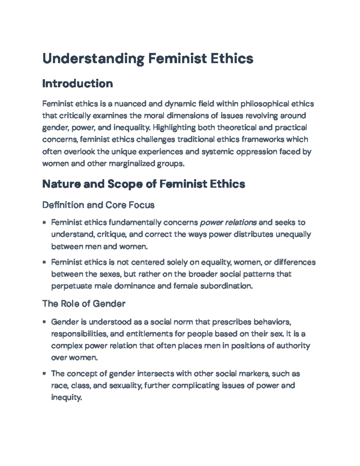 Feminist Ethics: Understanding Power, Gender, and Moral Responsibility ...