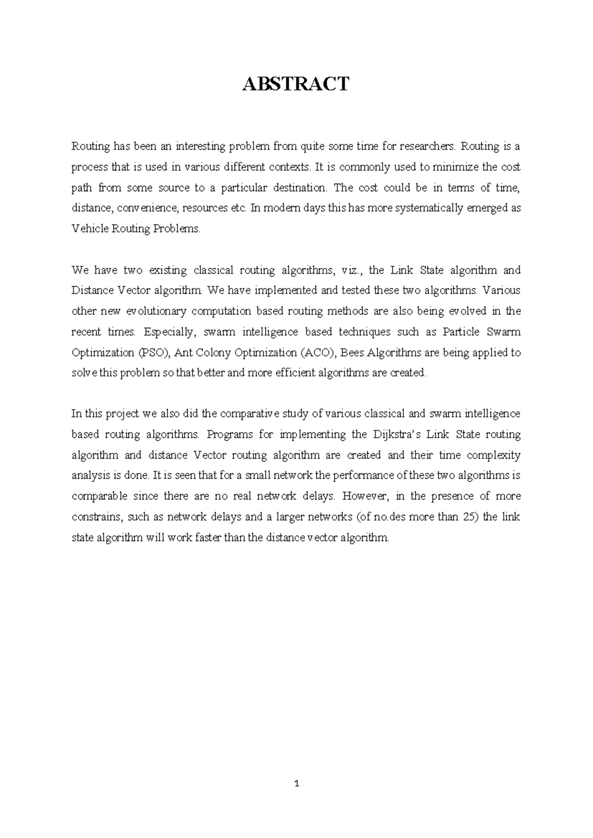 Comparative Study of Classical & Swarm Algorithms in CS 501 Final ...