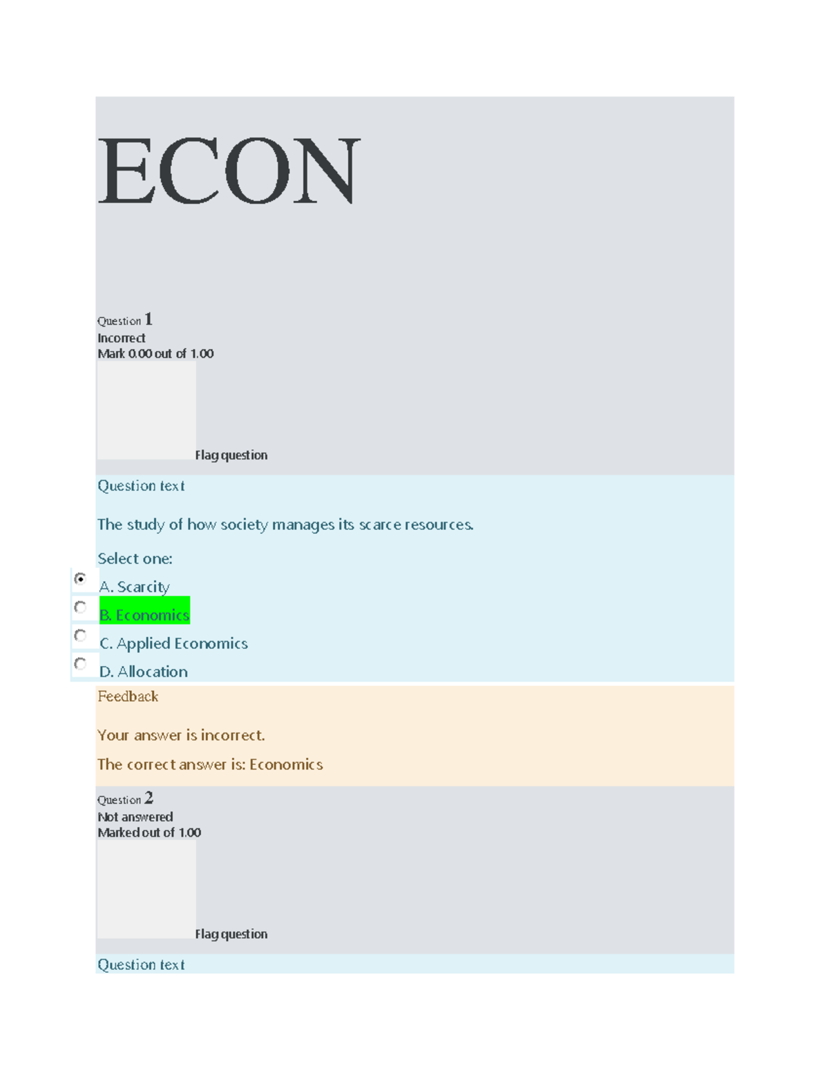 ECON 101 - Quiz Notes on Economic Principles and Concepts - Studocu