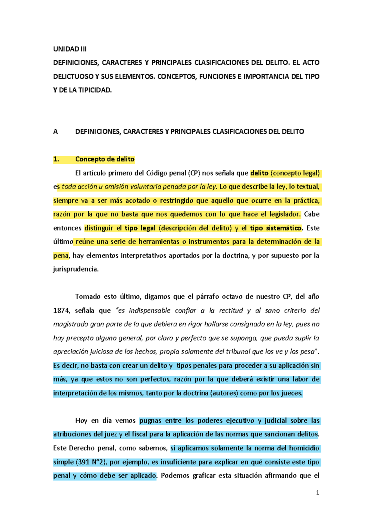 UNIDAD 1: DEFINICIONES Y CLASIFICACIONES DEL DELITO EN DERECHO PENAL ...