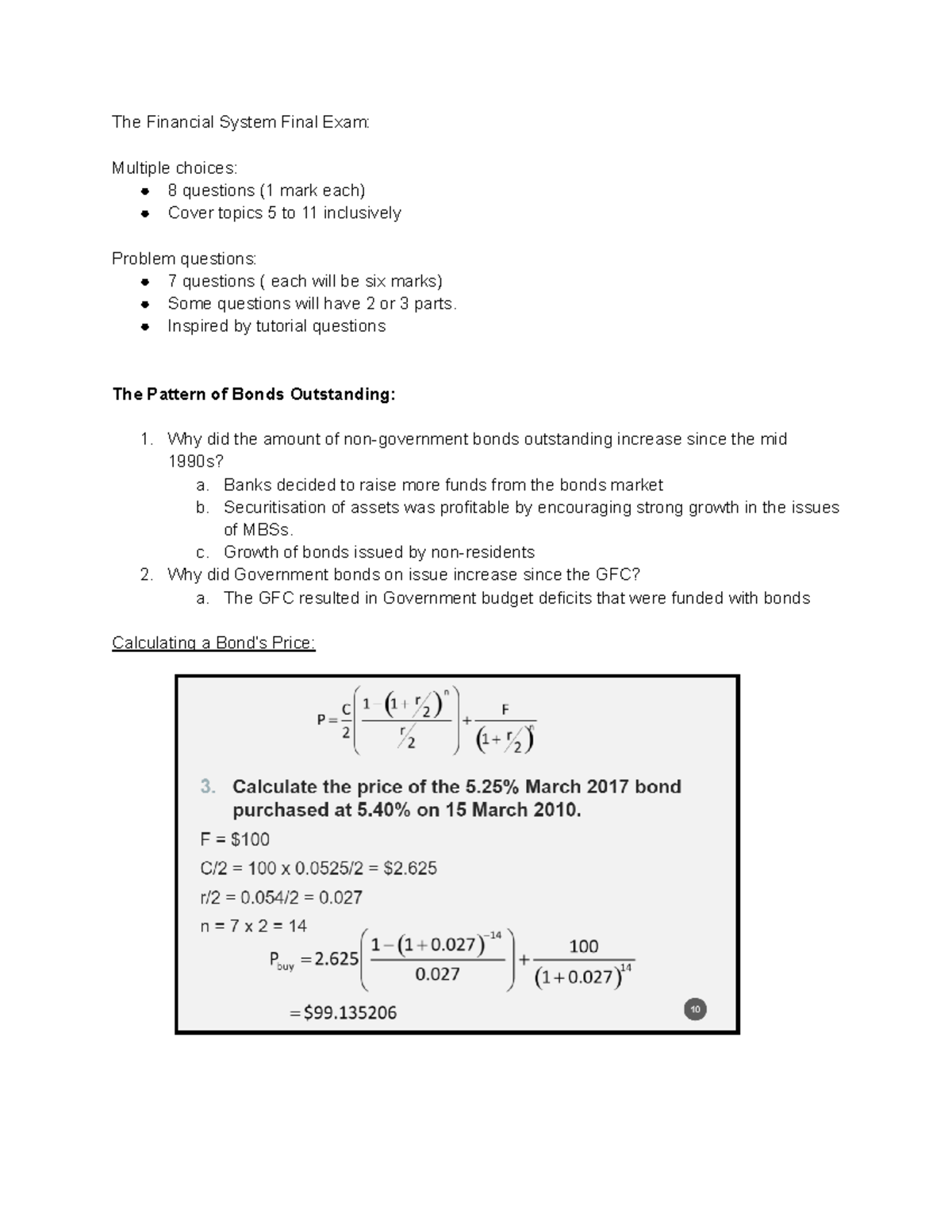 Financial System FNCE 301 Final Exam Study Notes - Studocu