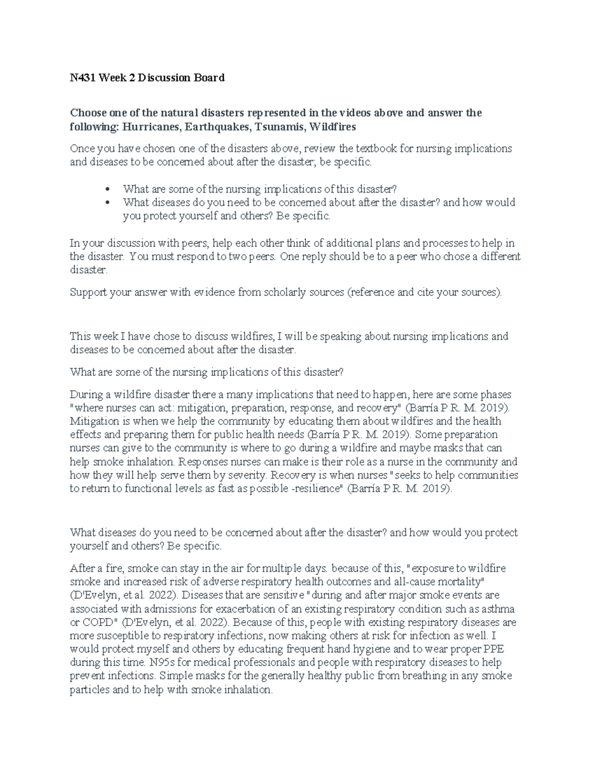 N431 Week 2 Discussion Board - N431 Week 2 Discussion Board Choose one ...