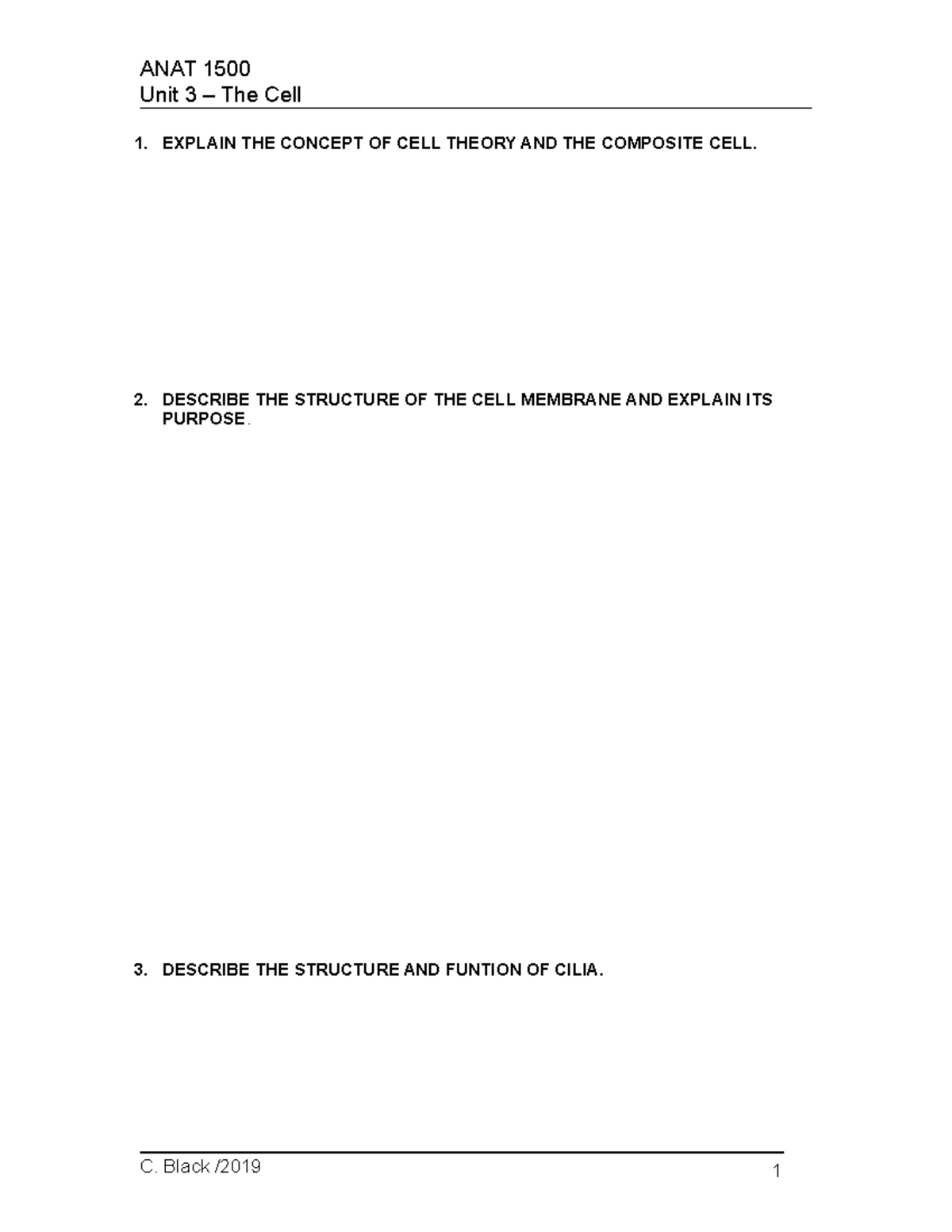Unit 3 - The Cell - Testbank - Unit 3 – The Cell 1. EXPLAIN THE CONCEPT ...