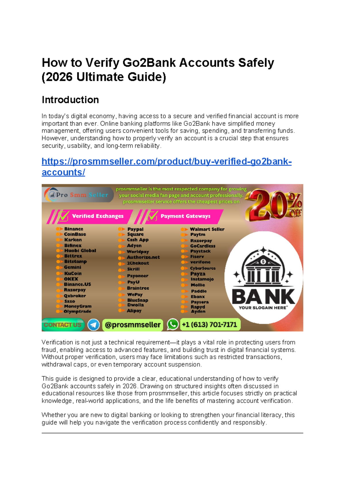 Beginner's Guide to Safely Verifying Go2Bank Accounts (2026) - Studocu