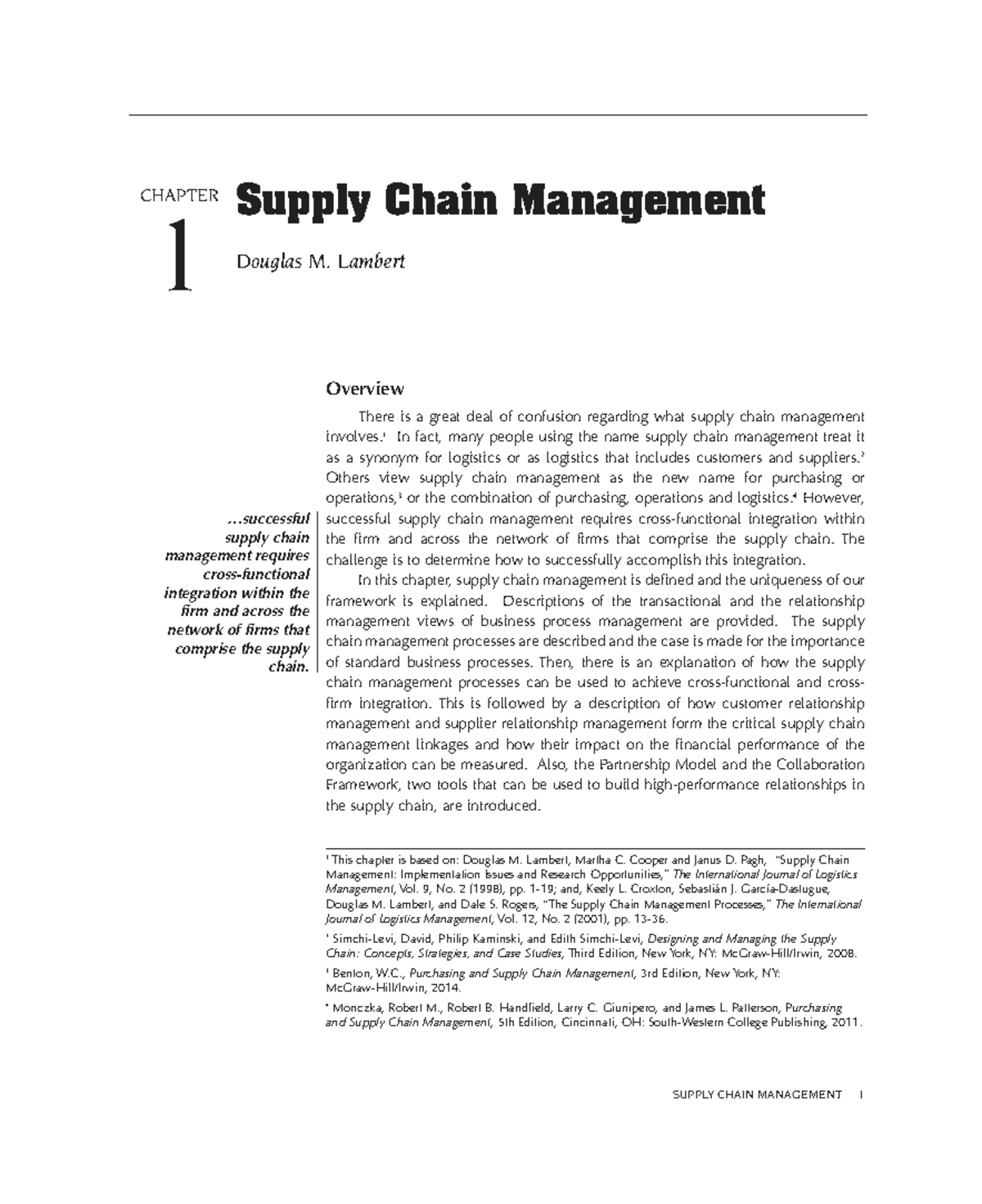 SCM 84473 Chapter 1: Introduction to Supply Chain Management - Studocu