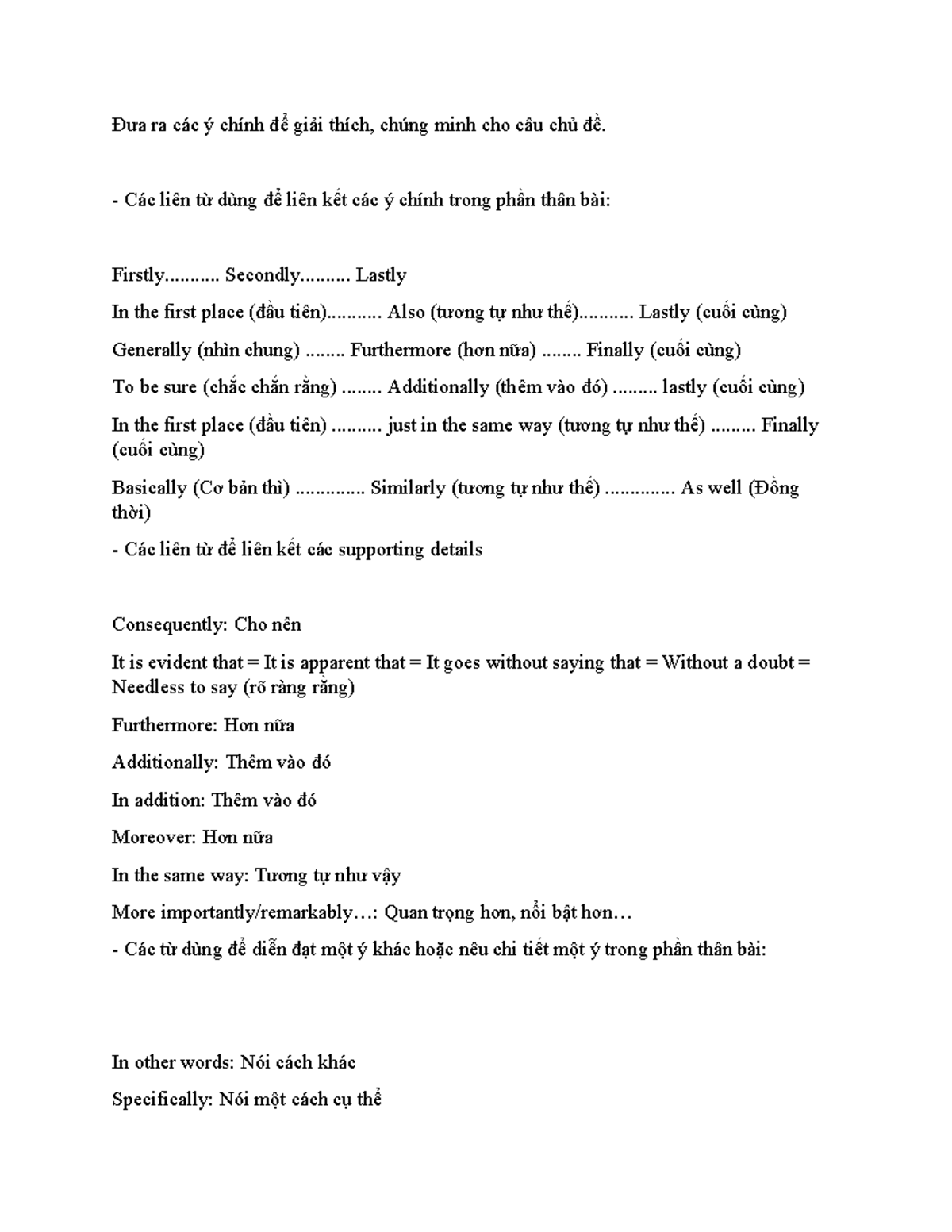 HCTC - Key Points and Connectors for Writing English Paragraphs - Studocu
