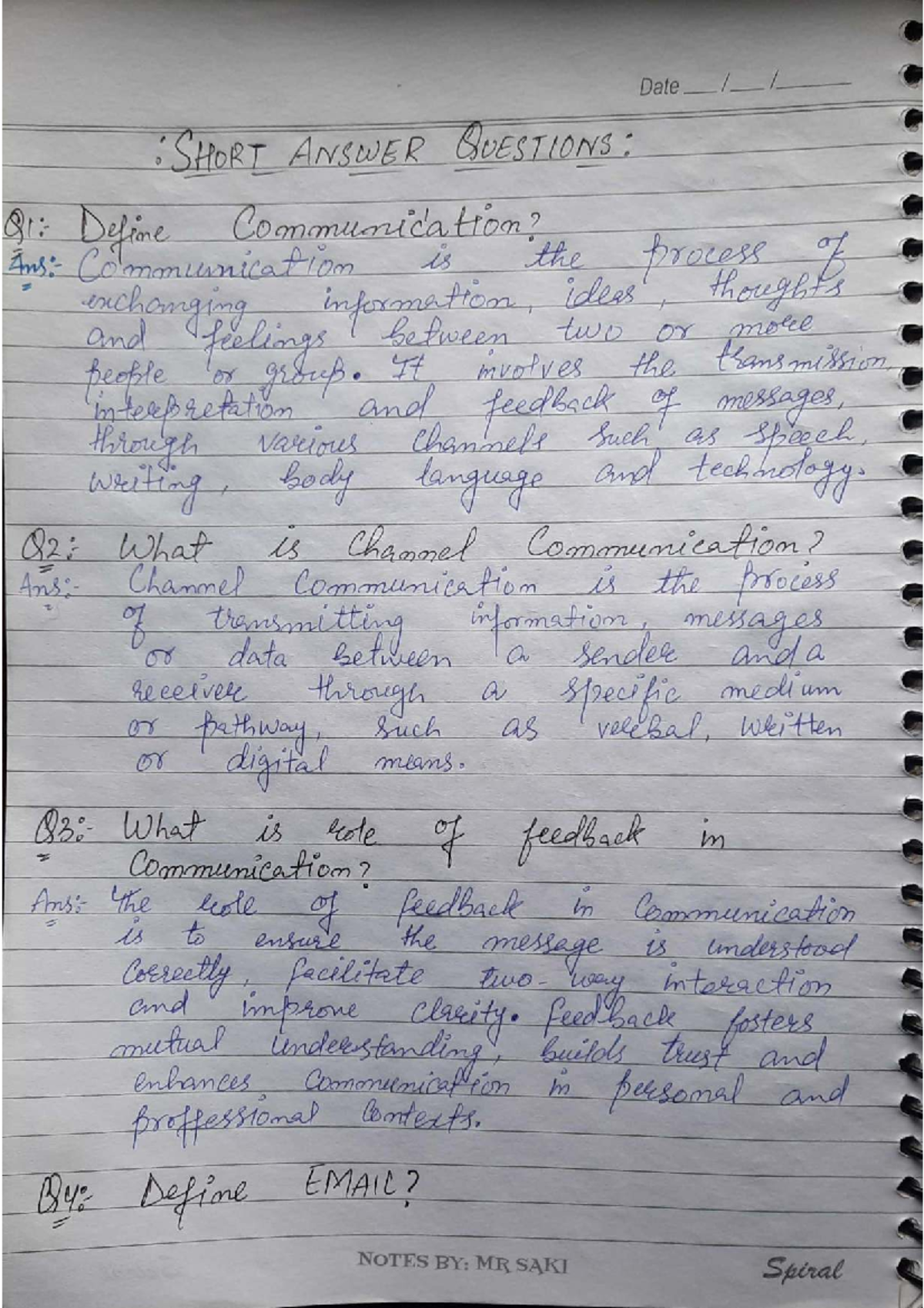 Communication Skills: 1st Sem Notes on Key Concepts and Definitions ...
