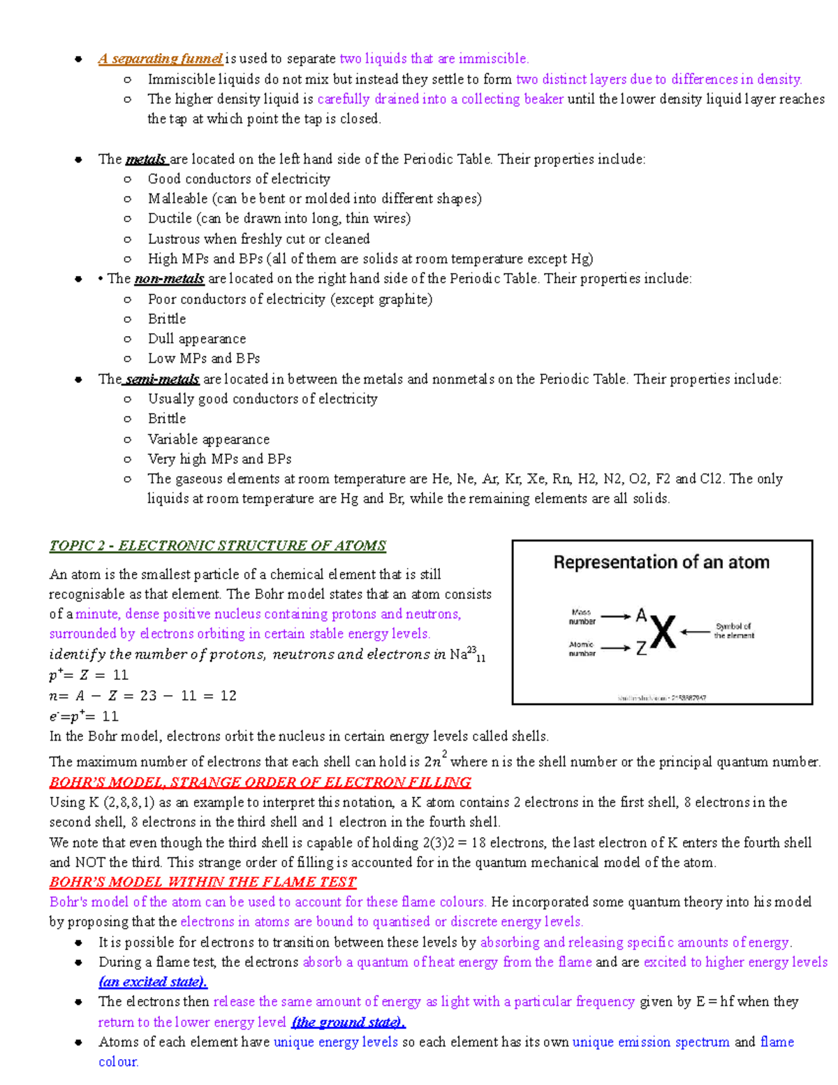 Chemistry Module 1: Liquid Separation and Atomic Structure Concepts ...