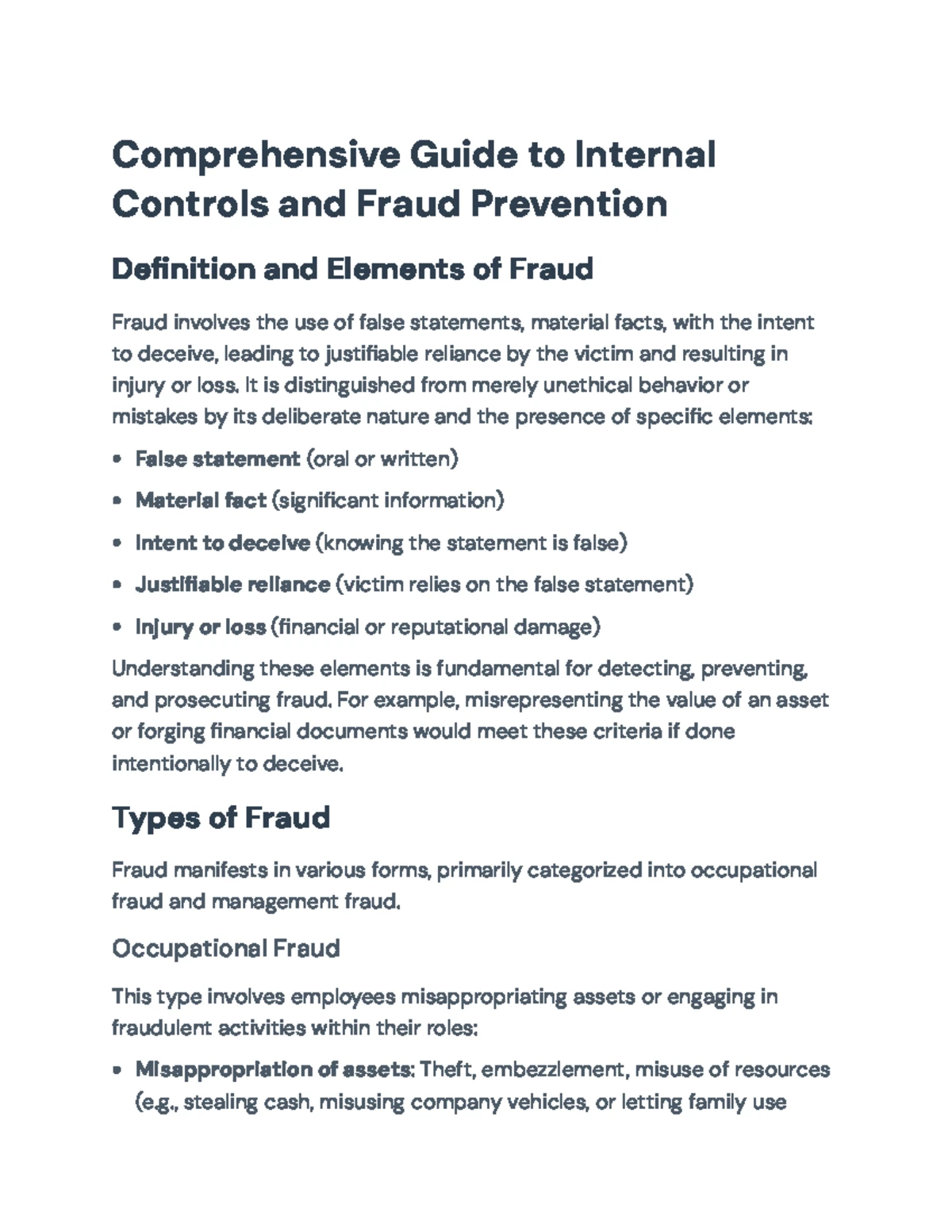 Comprehensive Guide to Internal Controls & Risk Management (BOD) - Studocu