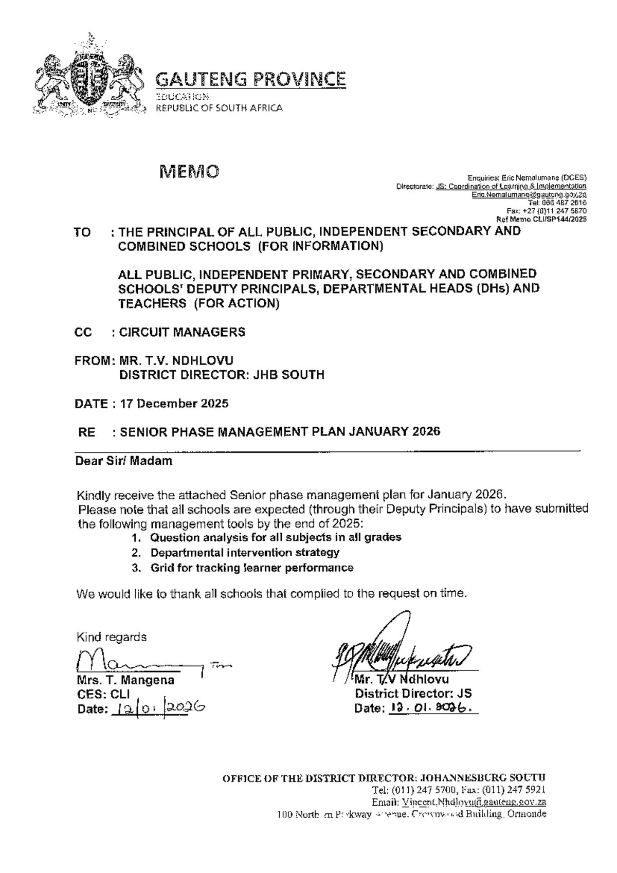 SP Management Plan for January 2026 - Gauteng Province Education - Studocu