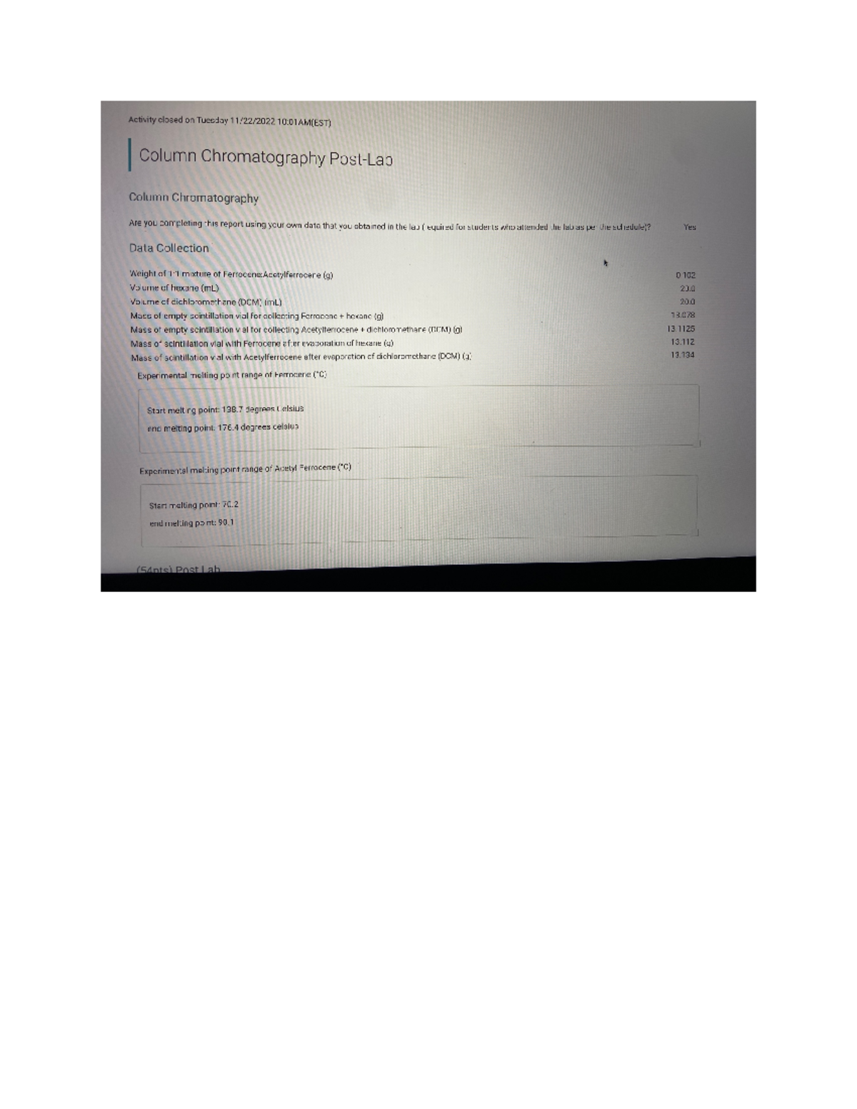 Column Chromatography Post Lab Report (Chem 101) - Studocu