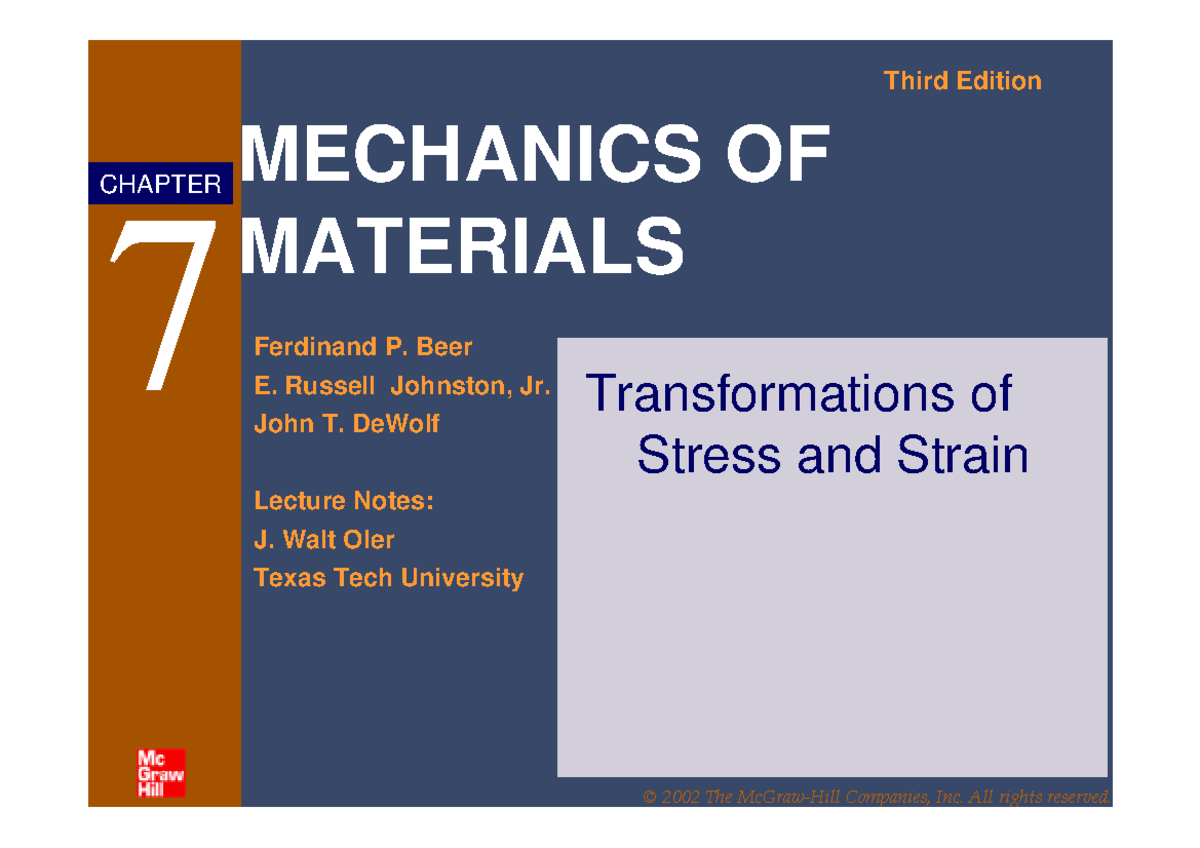 MECH 4307 - Lecture Notes on Stress and Strain Transformations - Studocu