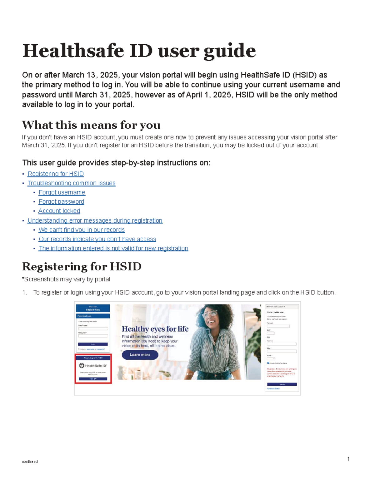 Vision MWP HSID User Guide: Accessing Your Vision Portal - Studocu