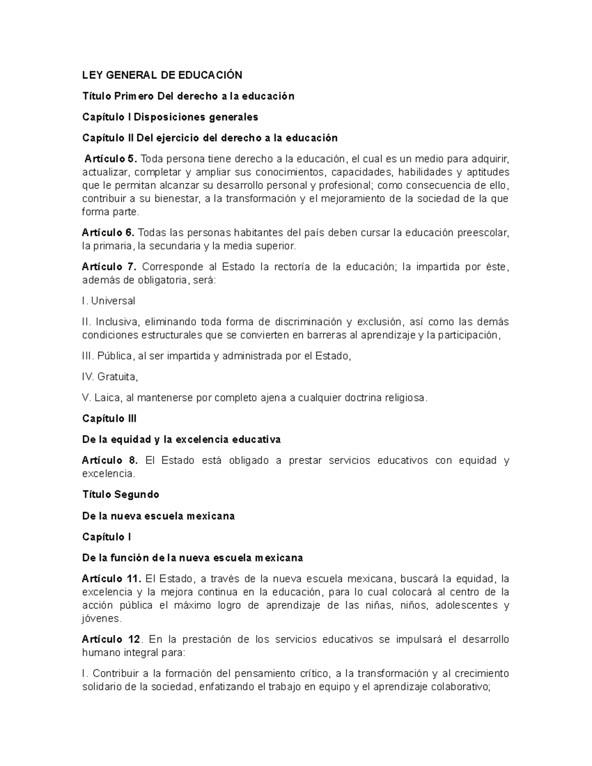 LEY General de Educación: Derechos y Disposiciones en el Sistema ...