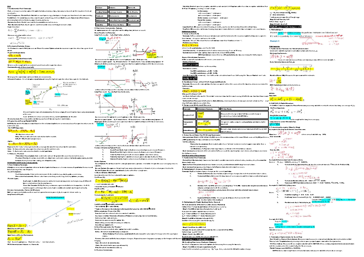 MS4226 Final Exam Cheat Sheet: Fundamental Risk Concepts and Models ...