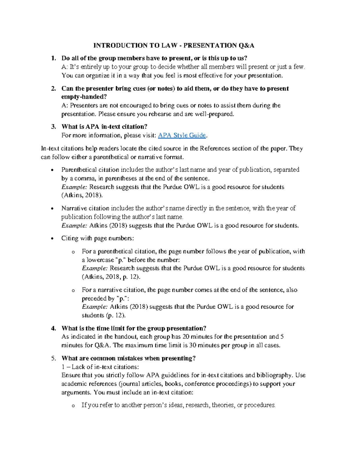 Introduction TO LAW - Presentation - Q&A - INTRODUCTION TO LAW ...