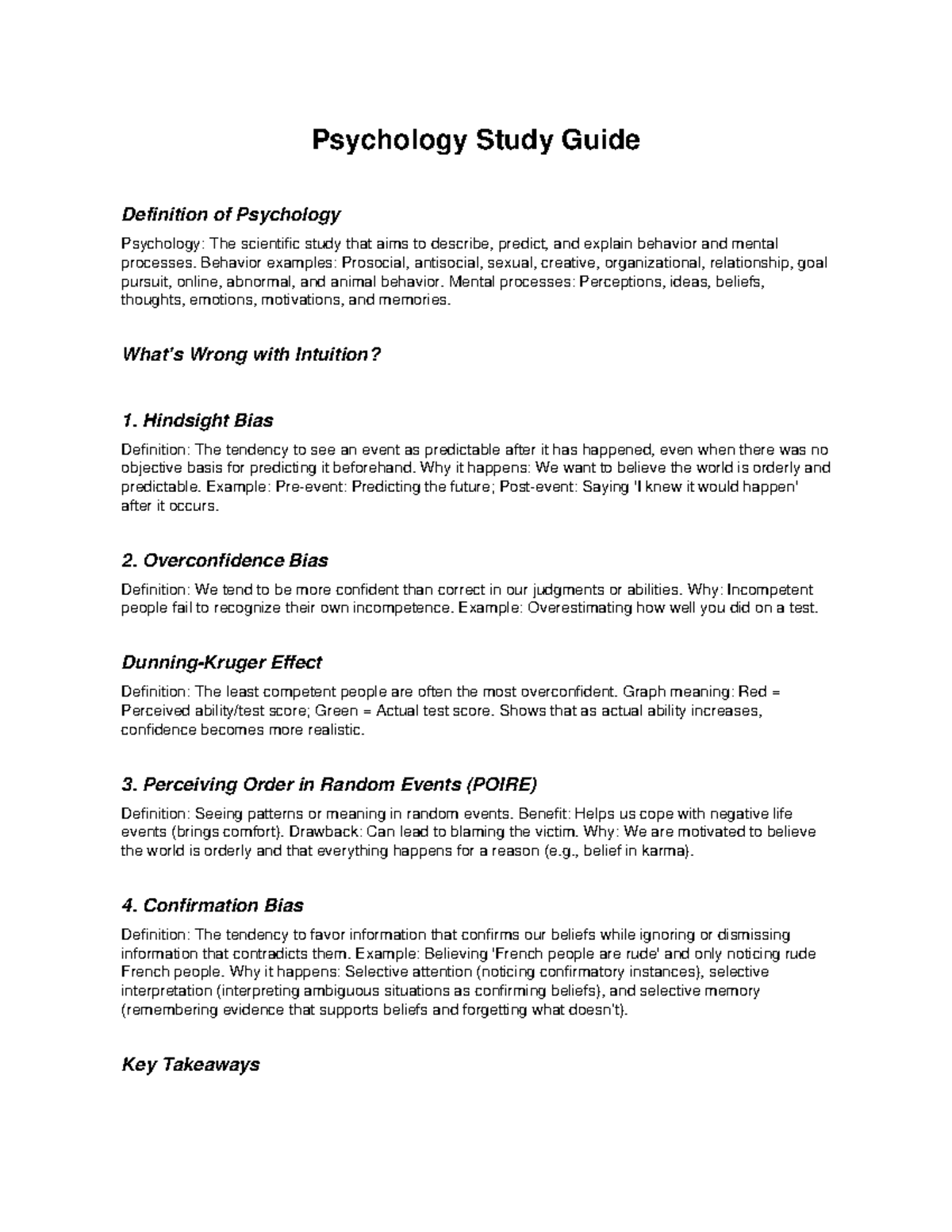 Psychology Study Guide: Biases & Misconceptions in Intuition - Studocu