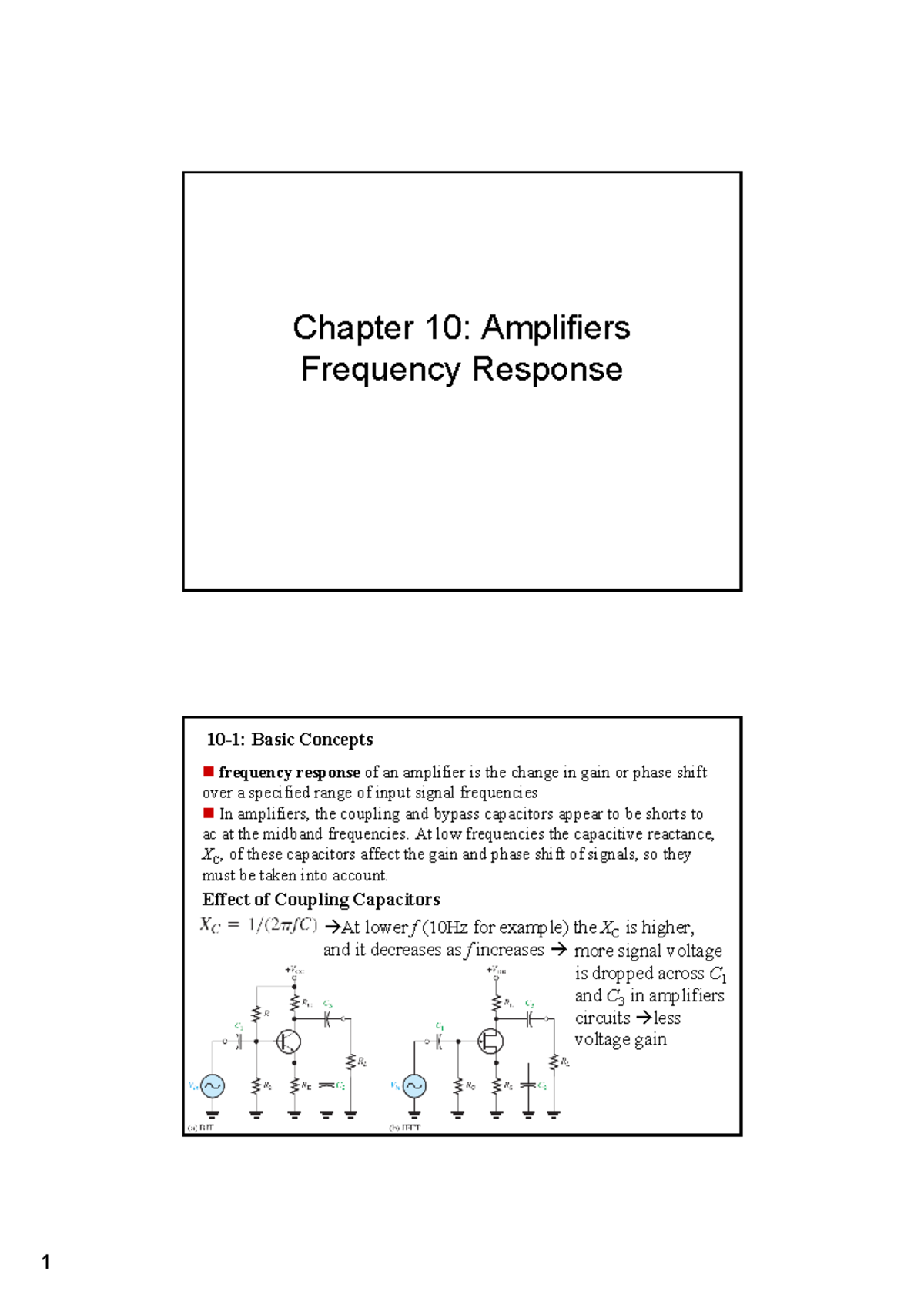 Chapter 10: Amplifiers Frequency Response and Basic Concepts - Studocu