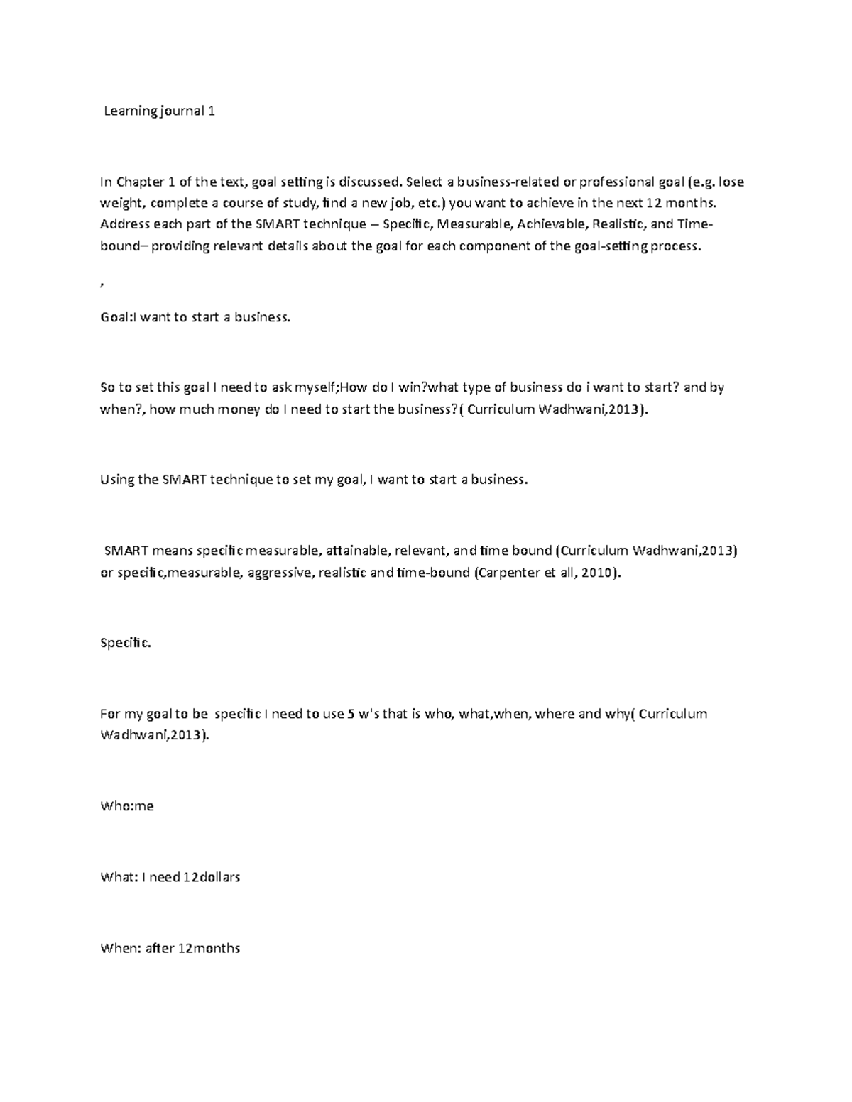 Principles of business management 1101-Learning journal 1 - Learning ...