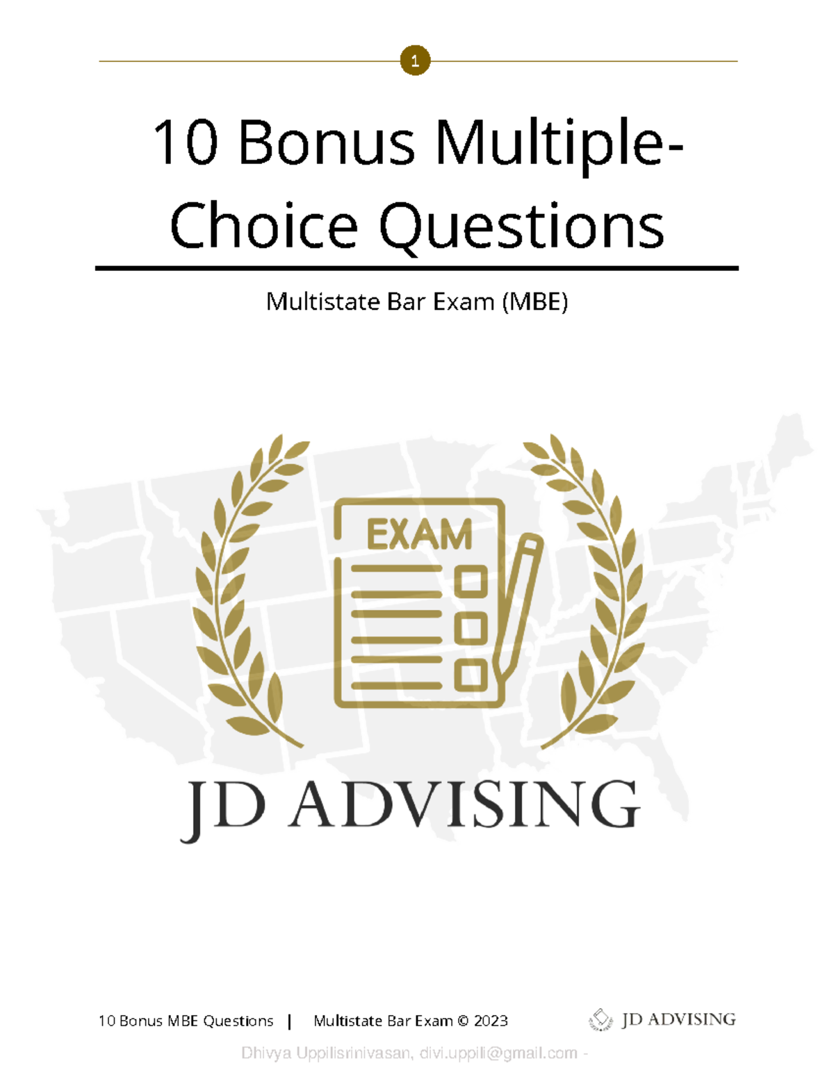 10 Bonus MBE Questions for Multistate Bar Exam 2023 - Studocu