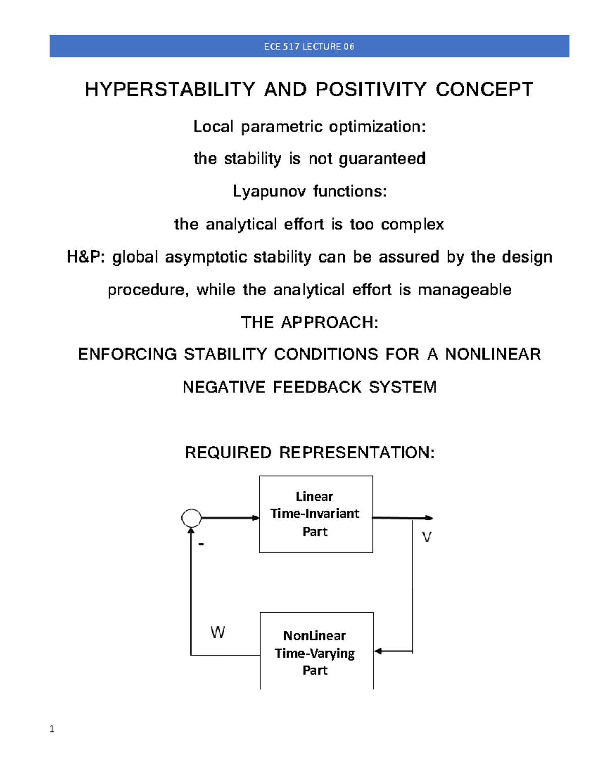 Lecture 06 - HYPERSTABILITY AND POSITIVITY CONCEPT - ECE 517 LECTURE 06 ...