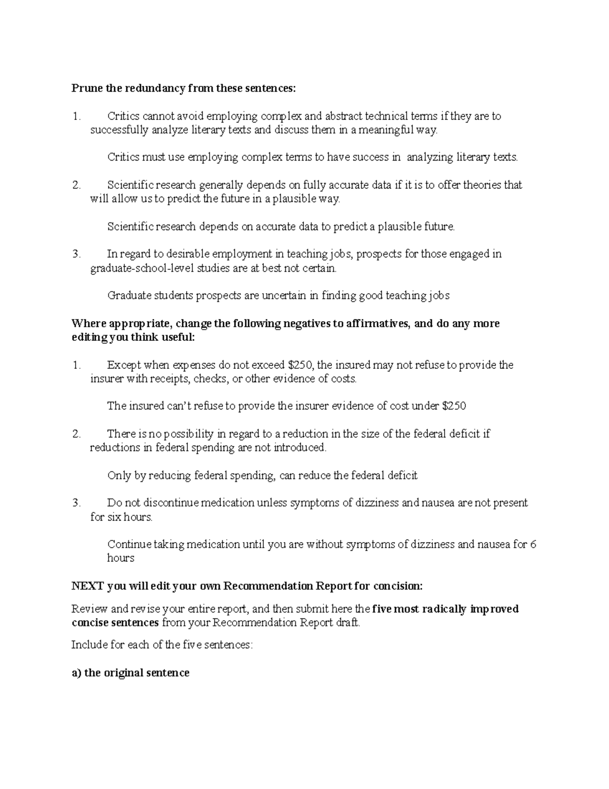 Concision Edit - Improving Conciseness in Writing Assignments - Studocu