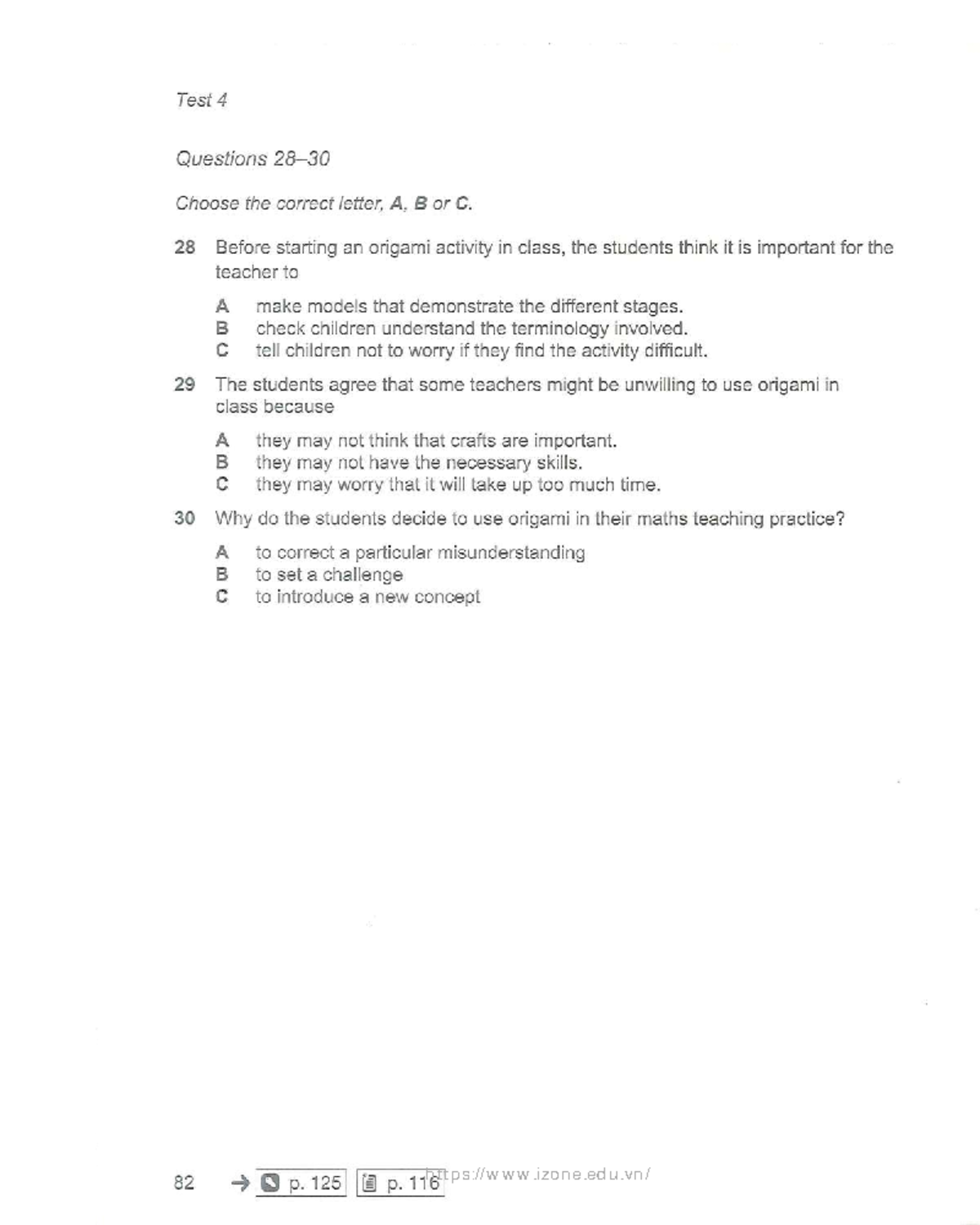 Handout: Lesson 4 - Practicing IELTS Test 4 Questions - Studocu