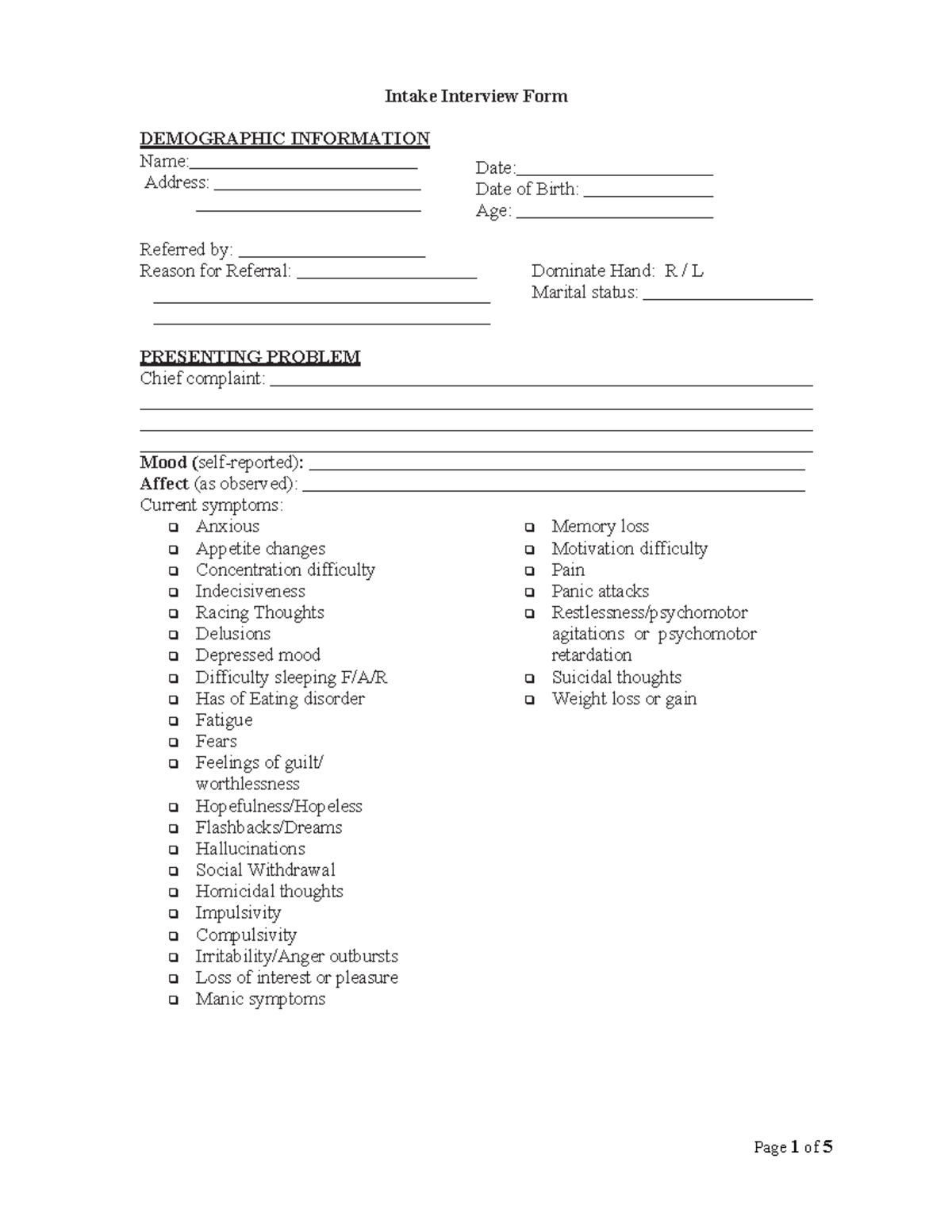 Intake-interview-form - Intake Interview Form DEMOGRAPHIC INFORMATION ...