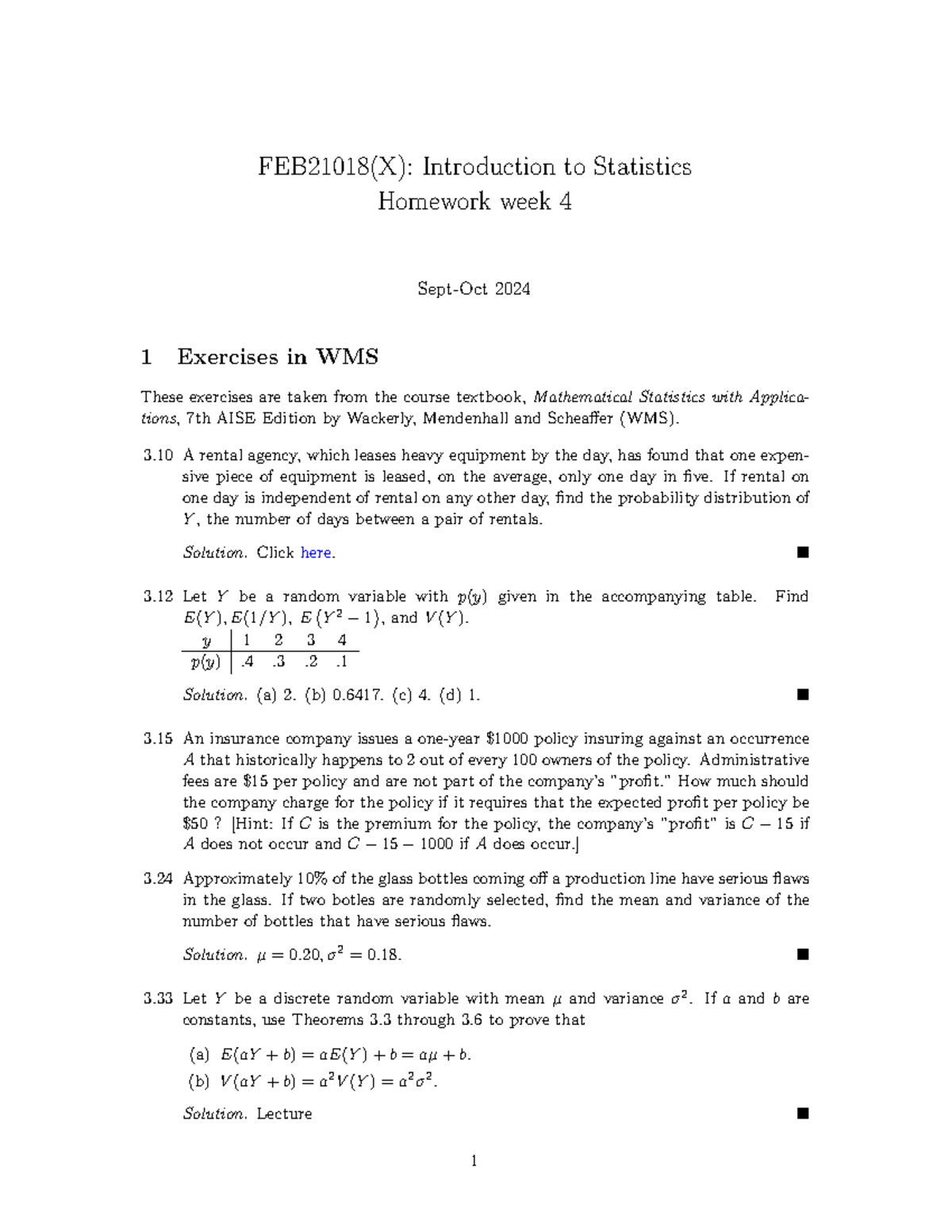 Homework 4 - Probability Exercises for FEB21018(X) Statistics Course ...