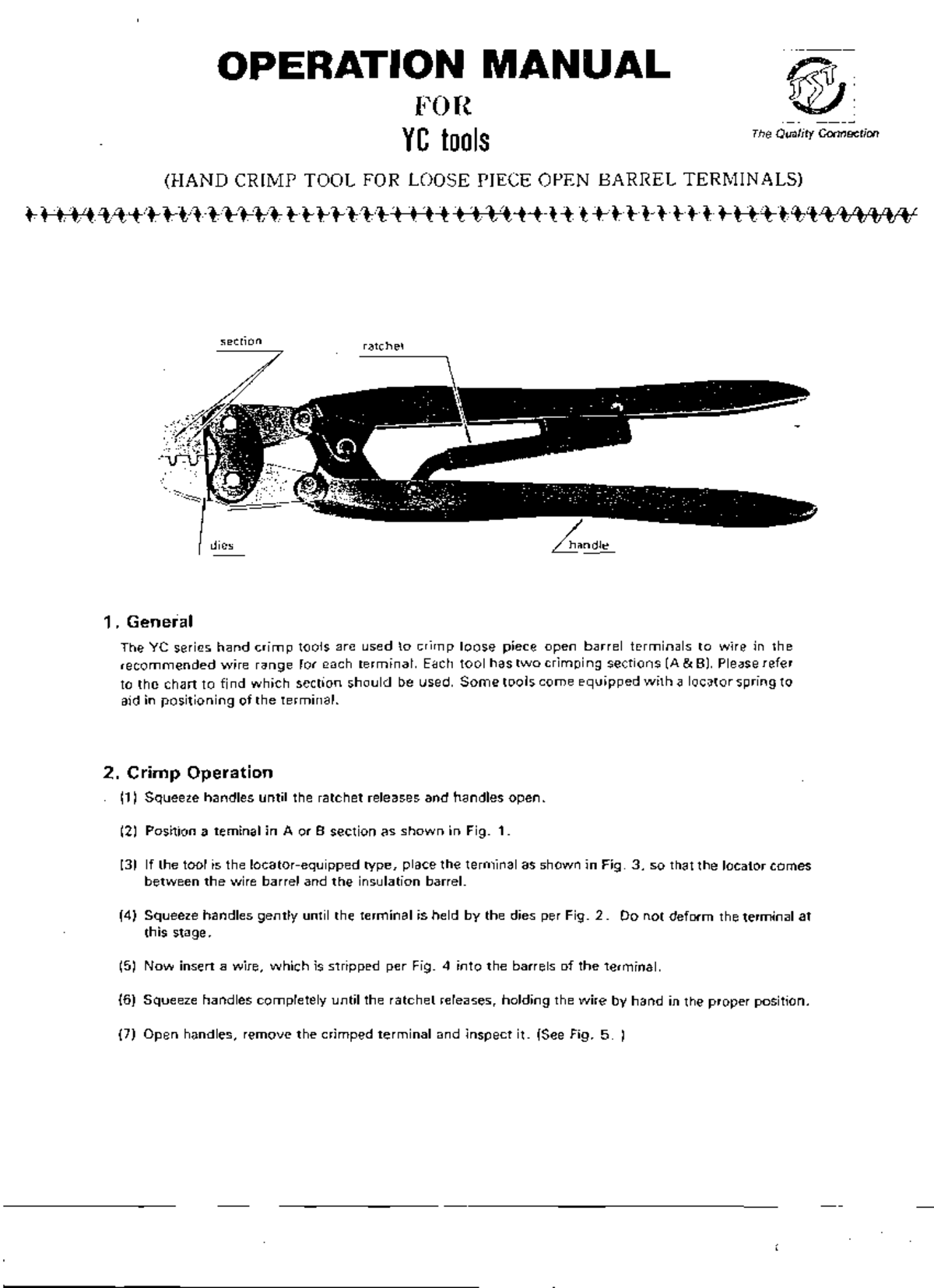 YC Tools Operation Manual: Hand Crimp Tool for Open Barrel Terminals ...