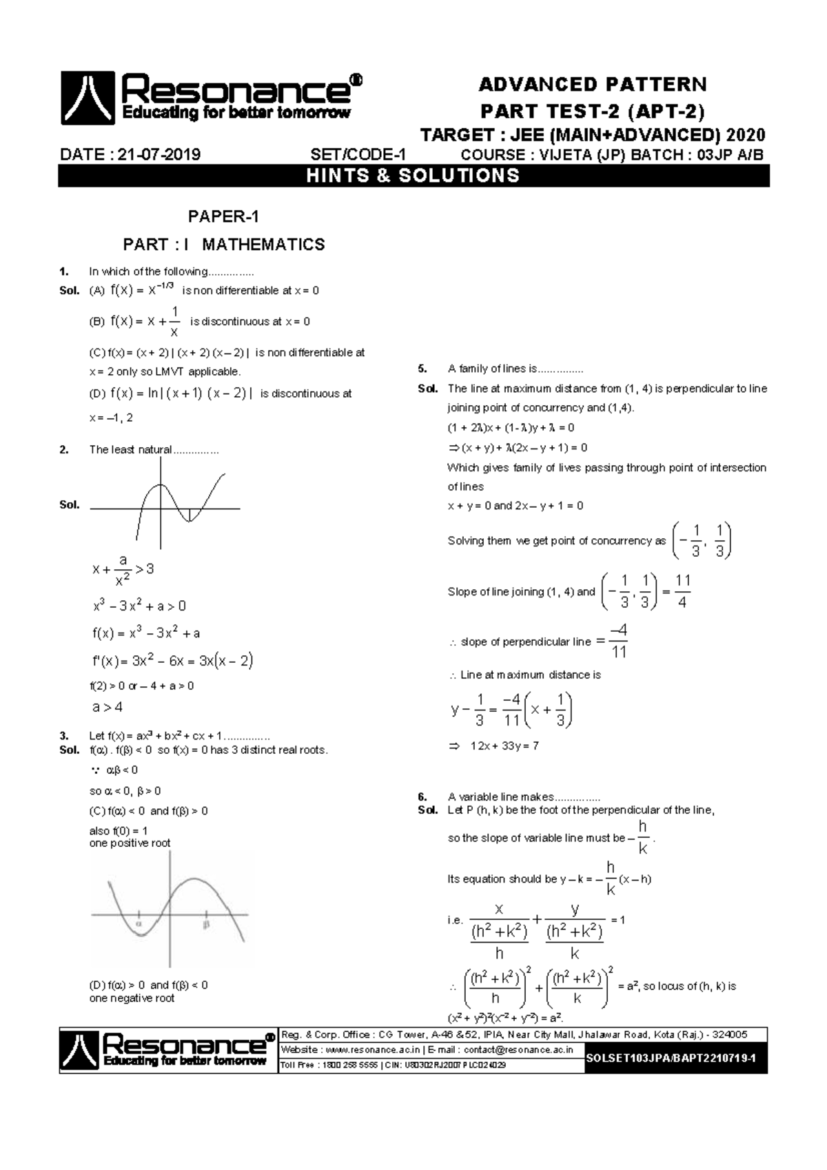 Answer Key and Solutions for APT 2 JP 2 - 21/07/19 - Studocu