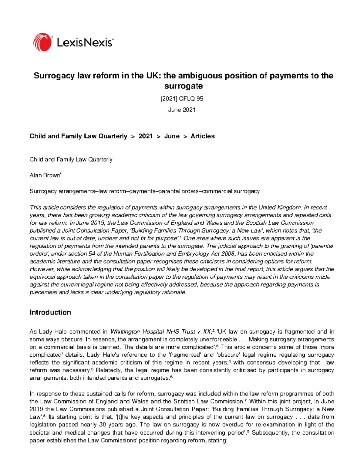 Surrogacy Law Reform in the UK: Examining Payments to Surrogates - Studocu