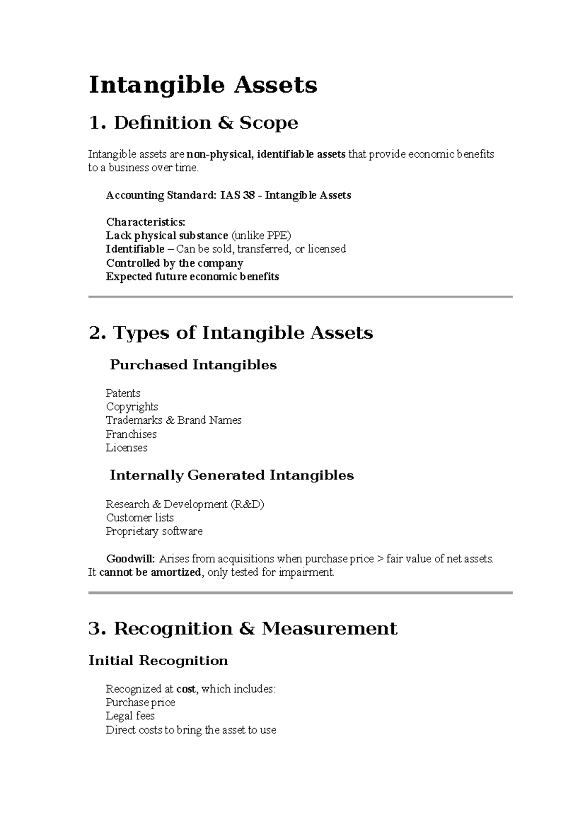 Understanding Intangible Assets: IAS 38 Overview & Analysis - Studocu