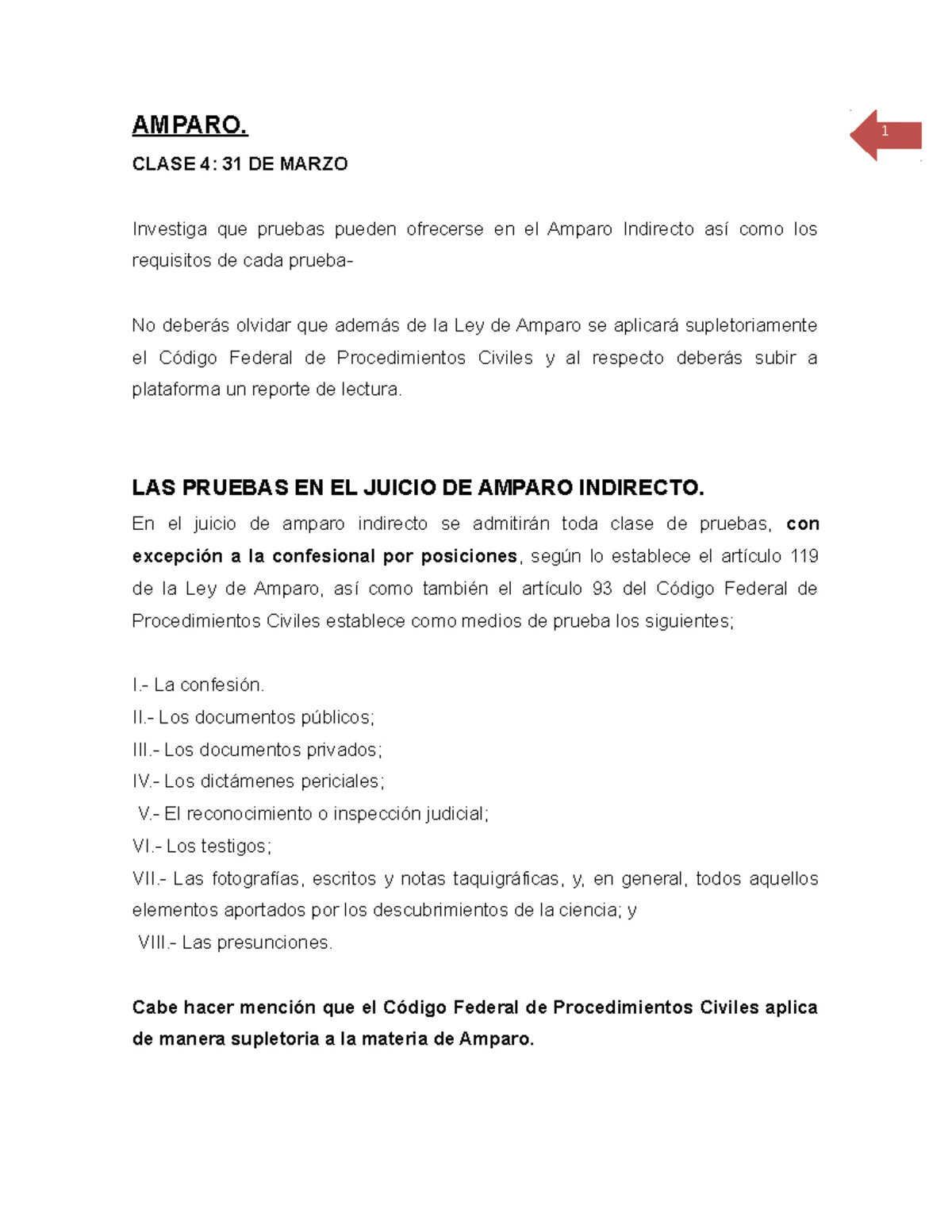 pruebas en el juicio de amparo indirecto - AMPARO. 1 CLASE 4: 31 DE ...